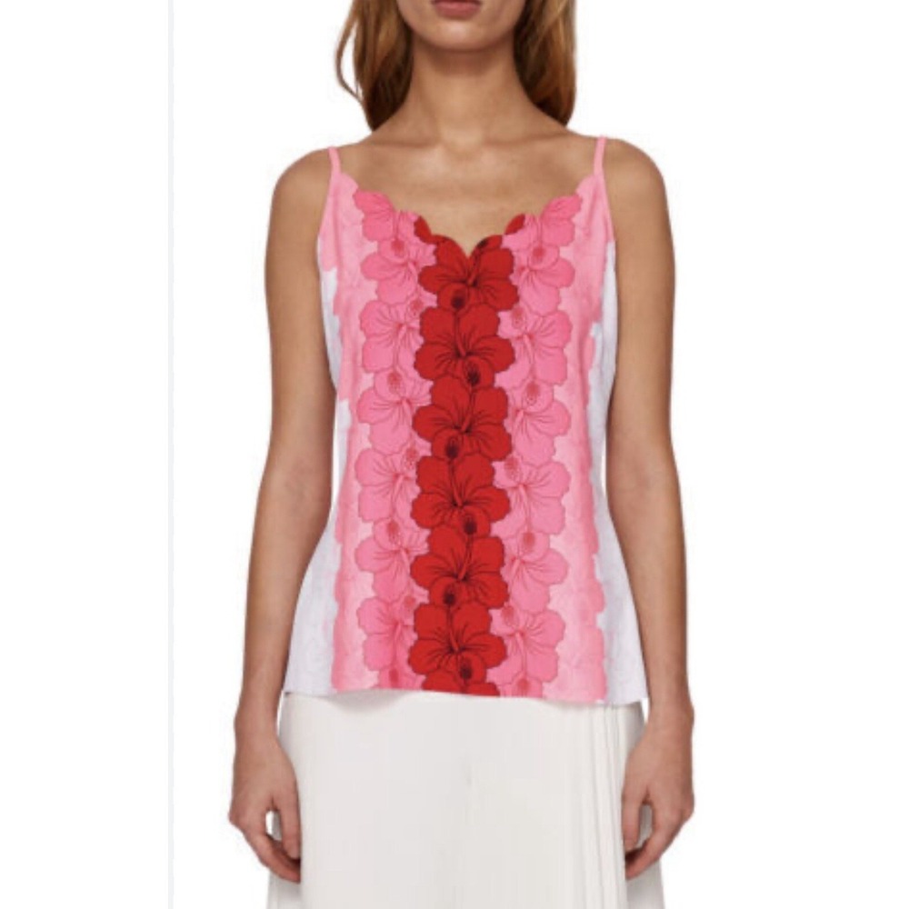 NWT Ted Baker Spaghetti Strap White Pink Floral Front Cami Blouse Top Sz 8